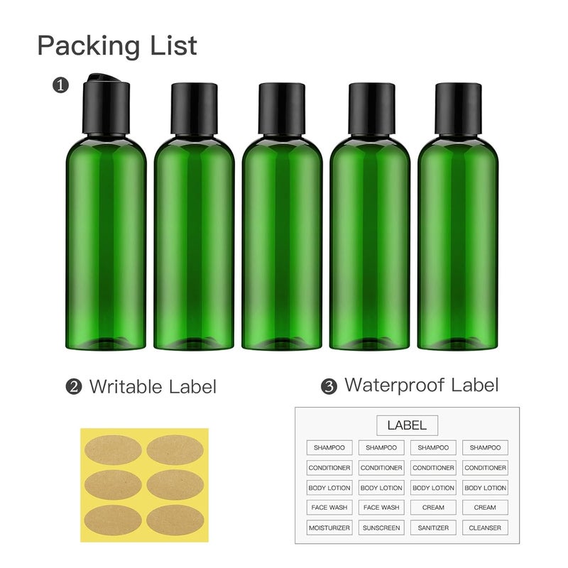 owlyee Travel Bottles for Toiletries 3.4 oz - Travel Size Containers for Shampoo Plastic - Small Empty Lotion Squeeze Bottle for Liquid TSA Approved - Leak Proof Mini Conditioner Refillable Green 100ml - Image 5